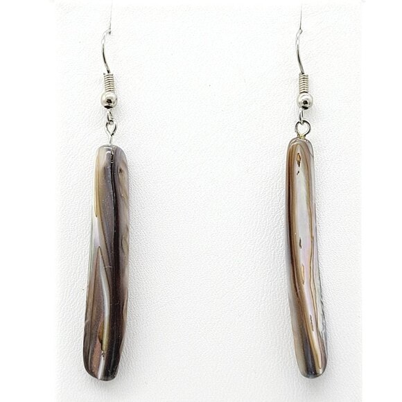 Unbranded Jewelry - Tan & Gray Drop Dangle Shell Earrings For Everyday Wear Neutral 2.5"